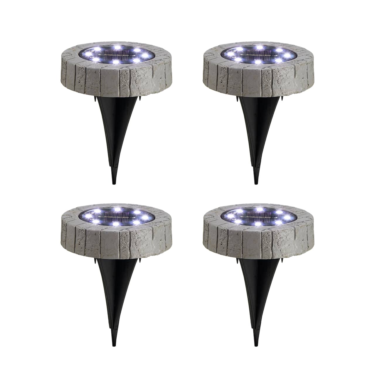 Glitzhome® 5.25" Solar Powered Disk Outdoor Pathway Lights, 4ct.